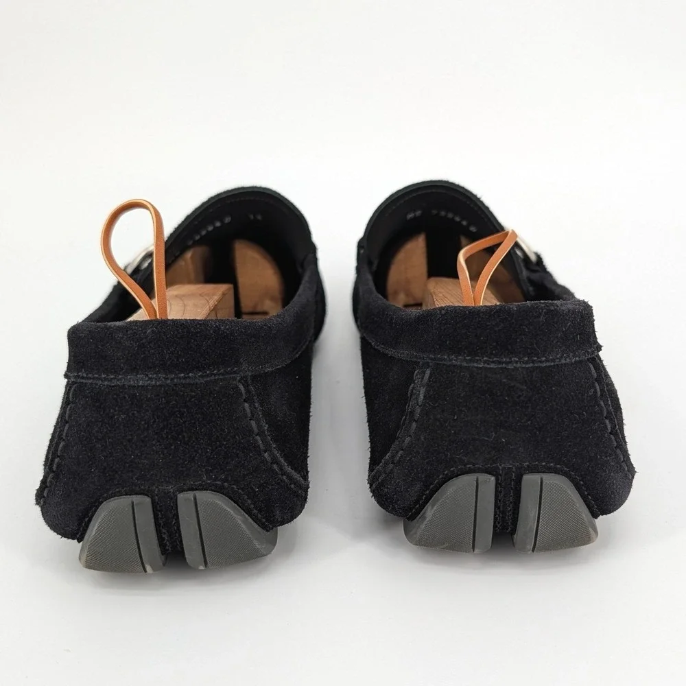 Salvatore Ferragamo Black Suede Front Four Bit Gancini Driving Loafers Size 13